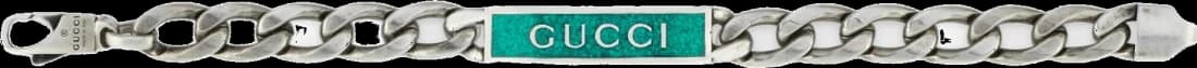 Bracelet Gucci unisexe en argent 925 avec logo émail turquoise - Réf. 678712 J8410 8183