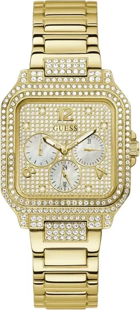 Garde-temps Guess GW0472L2 avec cadran multifonction doré orné de strass nacré