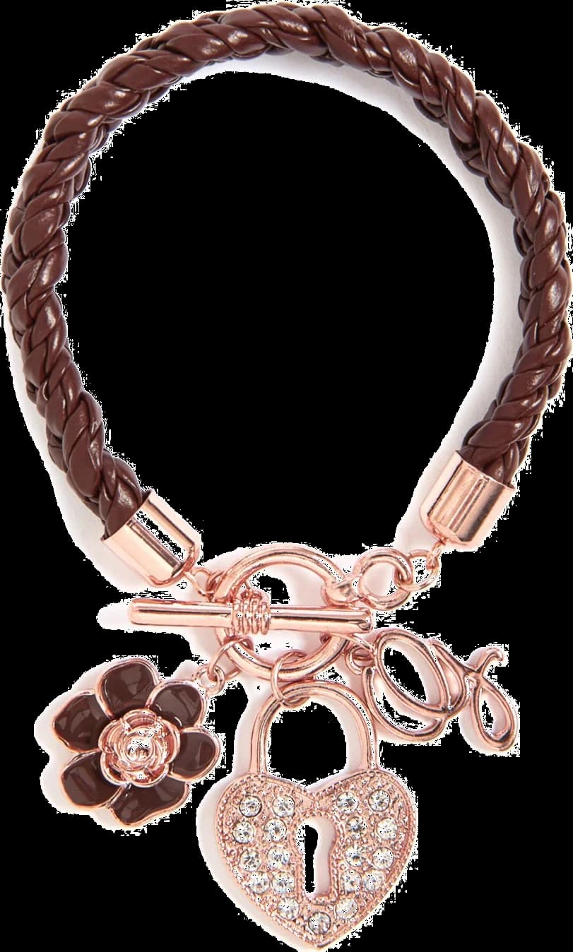 Bracelet Guess en cuir tressé or rose pour femme - B112908-T4GR