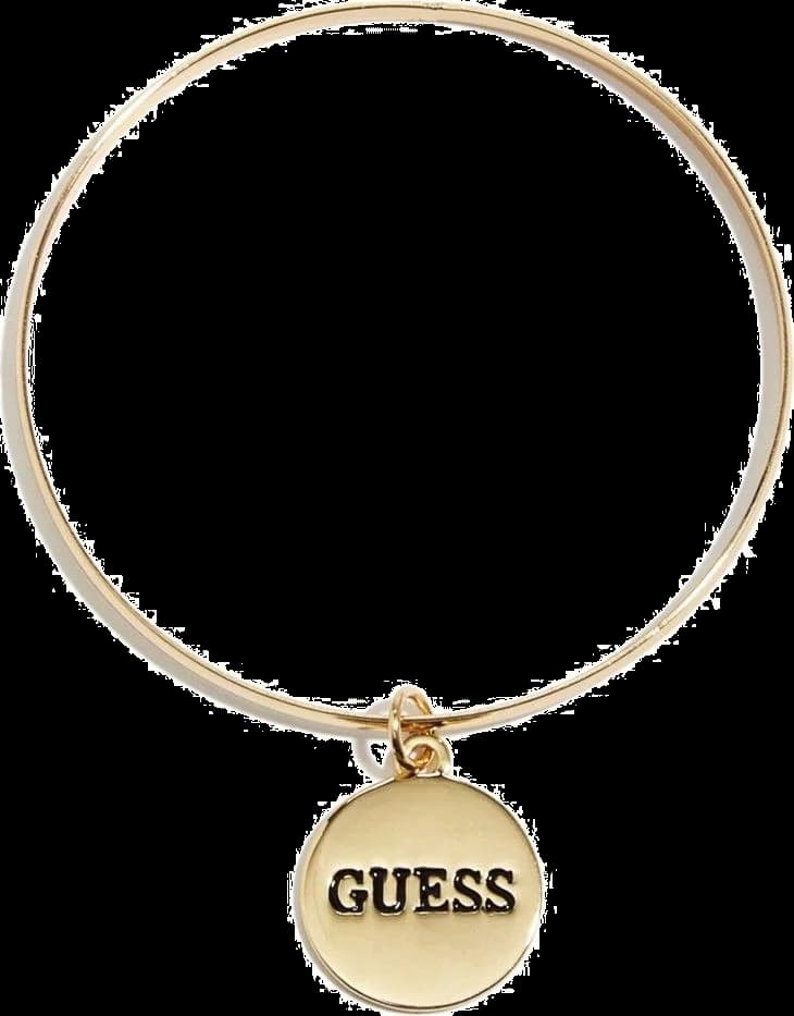 Bracelet Guess en acier pili doré avec plaque logo ronde