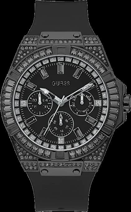 Montre Guess pour Homme GW0208G5 - Cadran et bracelet noir en silicone - 47mm