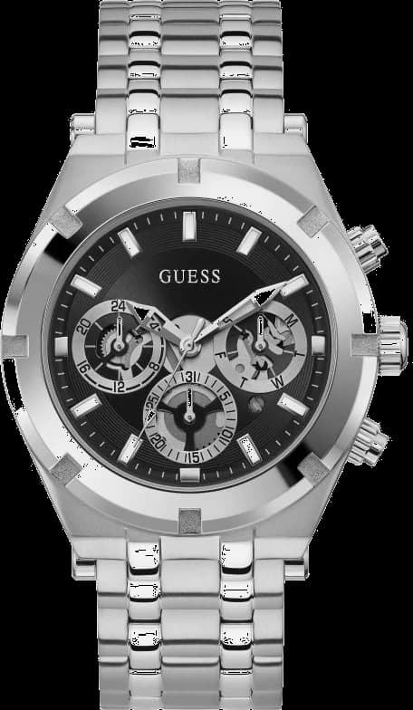 Montre Homme Guess GW0260G1 Continental en Acier Argent avec Cadran Noir Multifonction