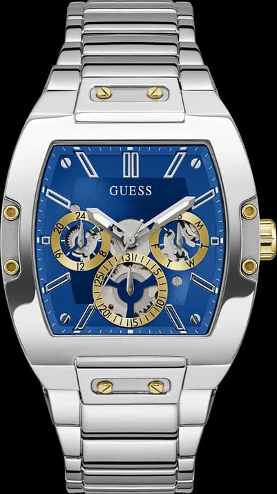 Montre Homme Guess Phoenix GW0456G5 - Cadran bleu, bracelet acier argent, multifonction