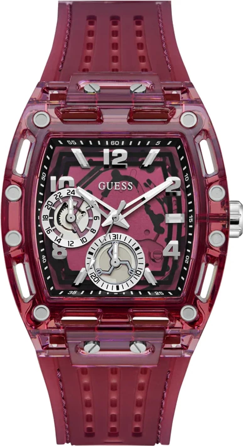Montre Guess GW0499G12 homme cadran bordeaux bracelet silicone