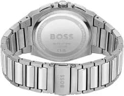 Attache bracelet Hugo Boss 1514048 en acier inoxydable à maillons trois rangées, fermoir déployant double sécurité, finition brossée-polie
