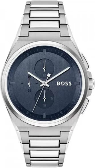 Montre Homme Hugo Boss Steer 1514048, Cadran Bleu sur Bracelet Acier Argent