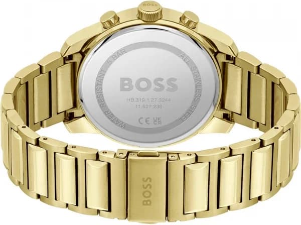 Attache bracelet Hugo Boss 1514006 intégré en acier inoxydable doré avec fermoir déployant double sécurité signé Hugo Boss