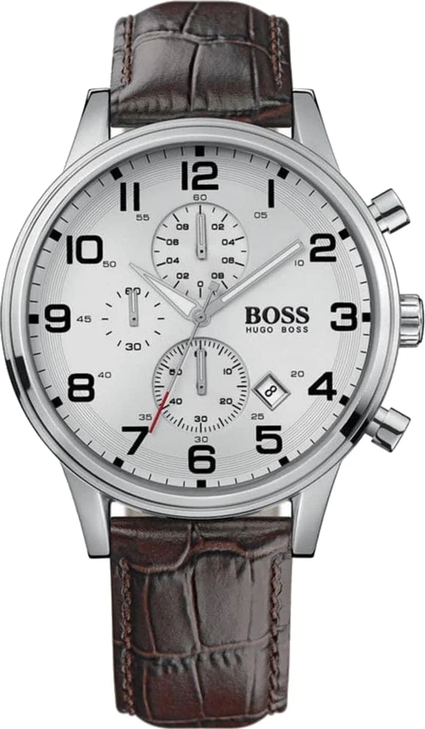 Montre Hugo Boss 1512447 homme cadran blanc bracelet cuir
