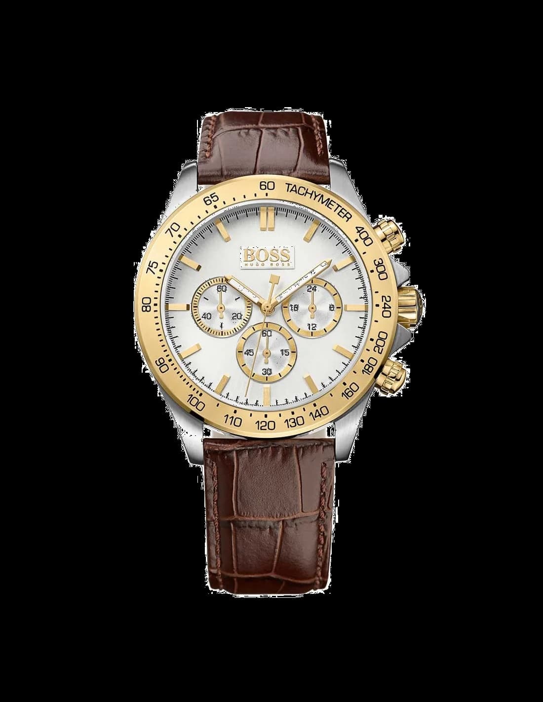 Montre Homme Hugo Boss Ikon 1513174 Cadran Argent Bracelet Cuir Marron