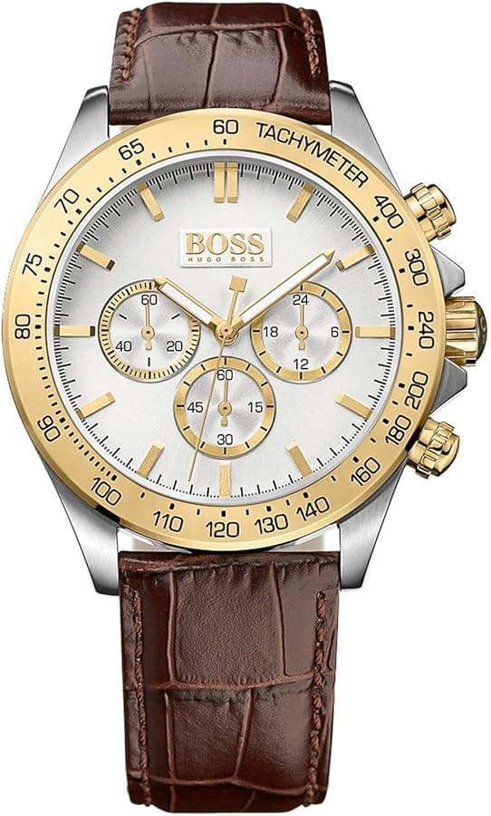 Garde-temps Hugo Boss 1513174 au cadran noir soleillé avec index bâton et aiguilles argentées, style contemporain