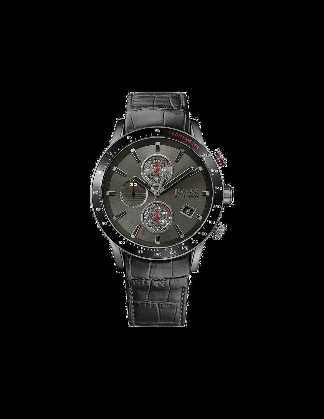 Montre Homme Hugo Boss 1513445 Chronographe Sport Cadran Noir Bracelet Cuir Crocodile