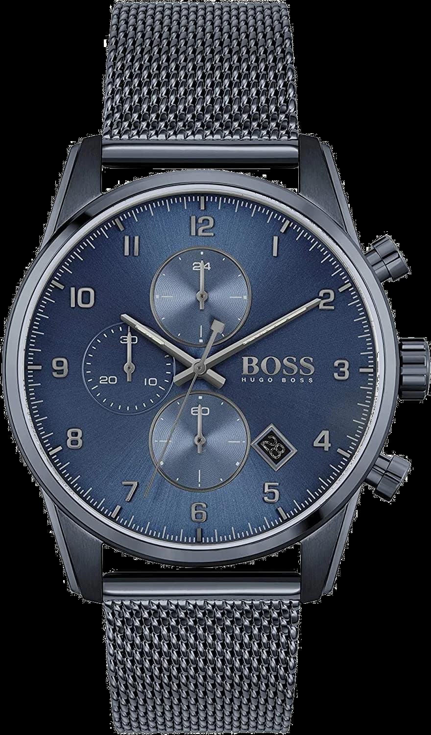 Montre Homme Hugo Boss Skymaster 1513836 - Boîtier et bracelet maille milanaise acier bleu