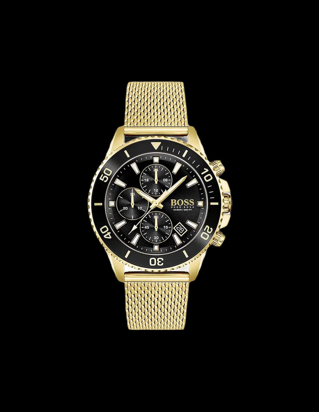 Montre Homme Hugo Boss Admiral 1513906 Chronographe Boîtier Or Cadran Noir