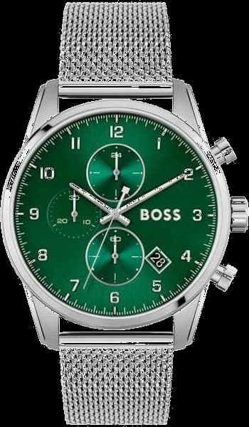 Montre Homme Hugo Boss Skymaster 1513938 - Cadran vert et bracelet maille milanaise argenté