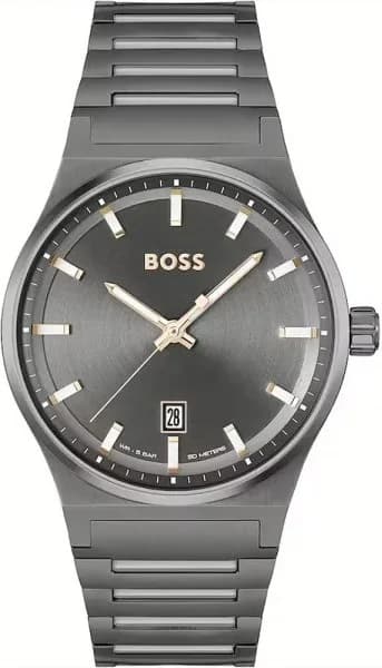 Garde-temps Hugo Boss 1514078 cadran gris soleillé, acier noir, design contemporain