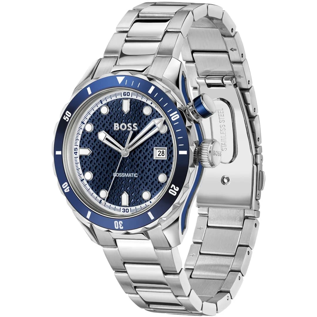 Montre Hugo Boss Bossmatic 1514177 homme argentée, acier inoxydable 42mm, automatique 10 ATM vue 2