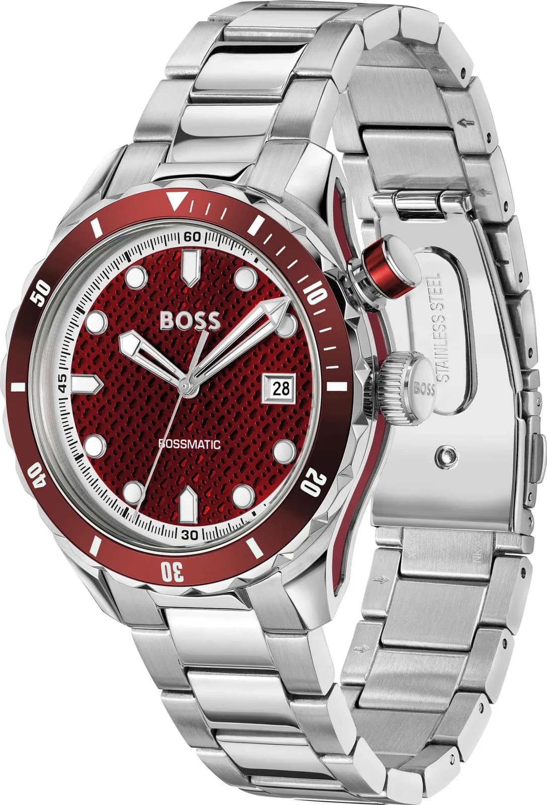 Montre Hugo Boss Bossmatic 1514179 homme argentée, acier inoxydable 42mm, automatique 10 ATM vue 2