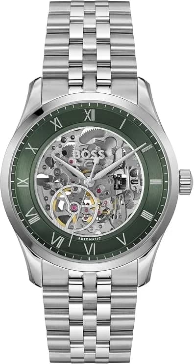 Montre Hugo Boss Principle 1514236 homme argentée, acier inoxydable (stainless steel) 41mm, automatique 5 ATM