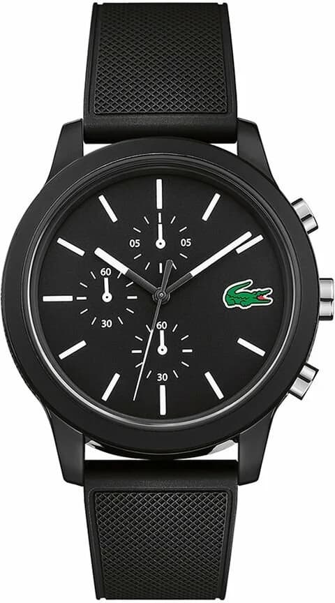 Montre Lacoste Homme Réf. 2010972 - Cadran Noir Multifonctions, Bracelet Silicone Noir