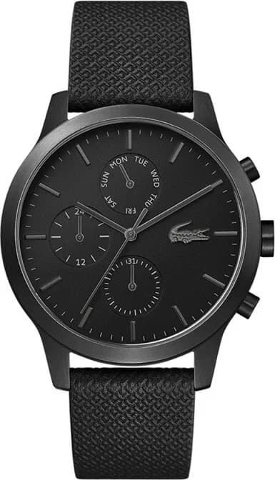 Montre Lacoste 2010997 Homme - Cadran Multifonctions Noir, Bracelet Cuir Noir