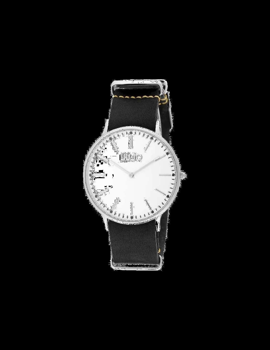 Garde-temps Liu Jo Luxury TLJ965 avec cadran noir soleillé, aiguilles dorées et index appliques, design élégant polyvalent