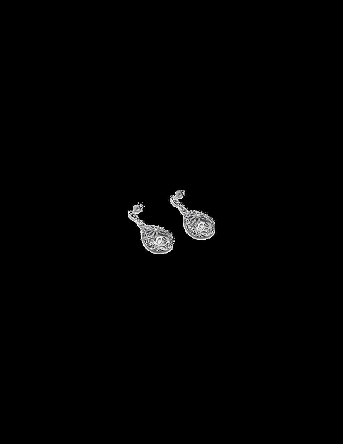 Boucles d'oreilles Lotus LS1714-4/1 en acier argenté à motifs fleuris pour femme