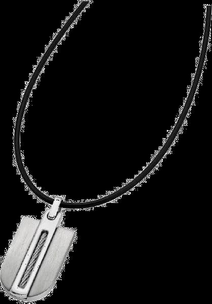 Collier pour Homme Lotus LS1635-1/1 en PVC noir et acier chromé