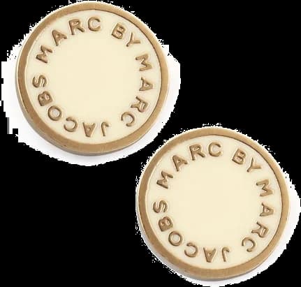 Boucles d'oreilles pour femme Marc by Marc Jacobs, disque blanc acier doré - Réf. 106670