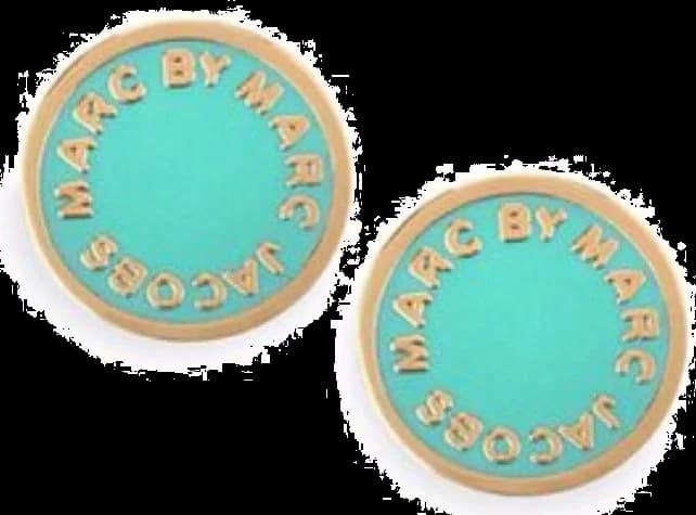 Boucles d'oreilles Marc Jacobs pour femme, disque turquoise acier doré - Réf. 106672