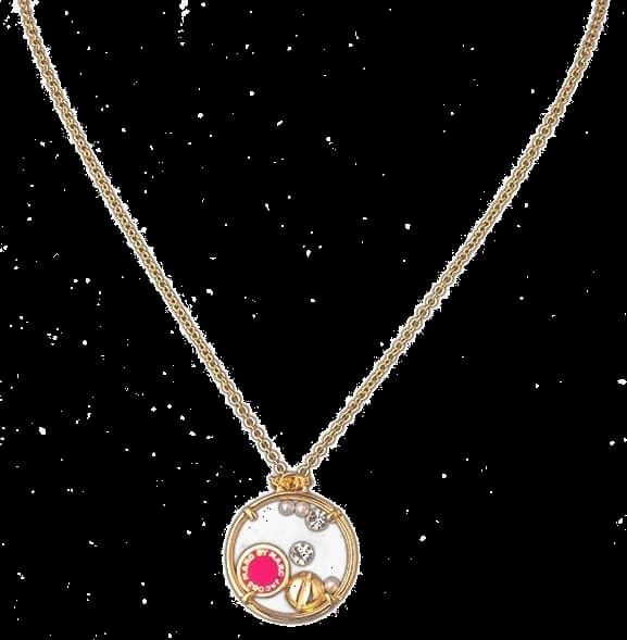 Collier Marc by Marc Jacobs pour Femme - Disque émaillé rouge sur chaîne or - Réf. 106730