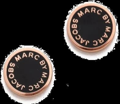 Boucles d'oreilles Marc by Marc Jacobs disque noir acier or rose - Réf. 106806 - Pour femme