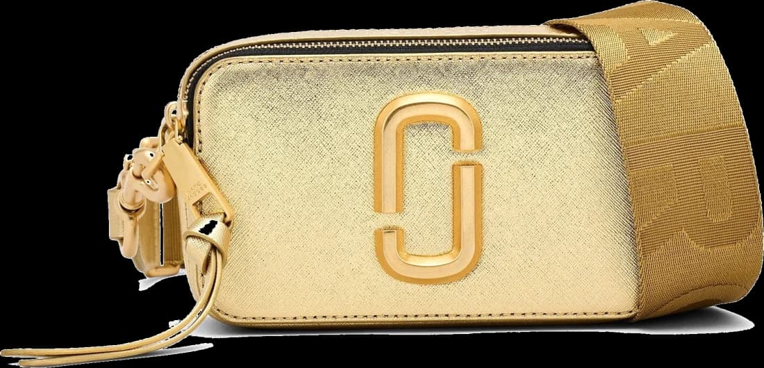 Sac à main bandoulière Marc Jacobs The Snapshot, cuir métallique doré, réf. M0015323-710