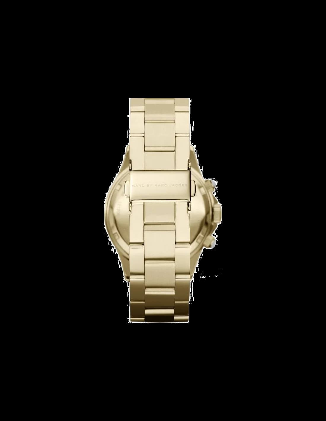 Visage cadran Marc Jacobs MBM3188 avec index bâtons appliqués, aiguilles squelettes et guichet date à 4h30