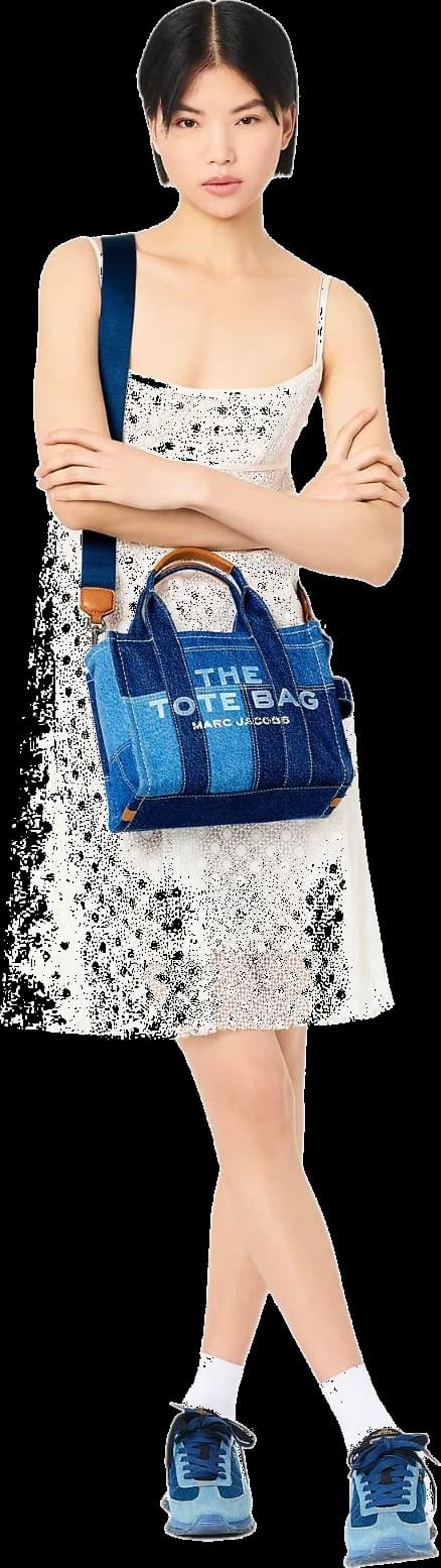 Sac à main Marc Jacobs The Mini Tote Bag en denim bleu - Réf. H016M06FA21