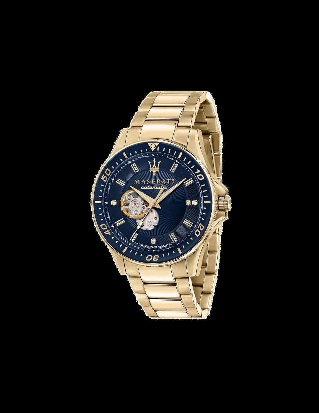 Maserati Sfida R8823140004 - Montre Homme Automatique Squelette, Boîtier Or & Cadran Bleu, Édition Limitée