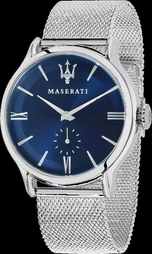 Montre Homme Maserati R8853118006 Cadran Bleu Soleillé Bracelet Maille Milanaise Acier