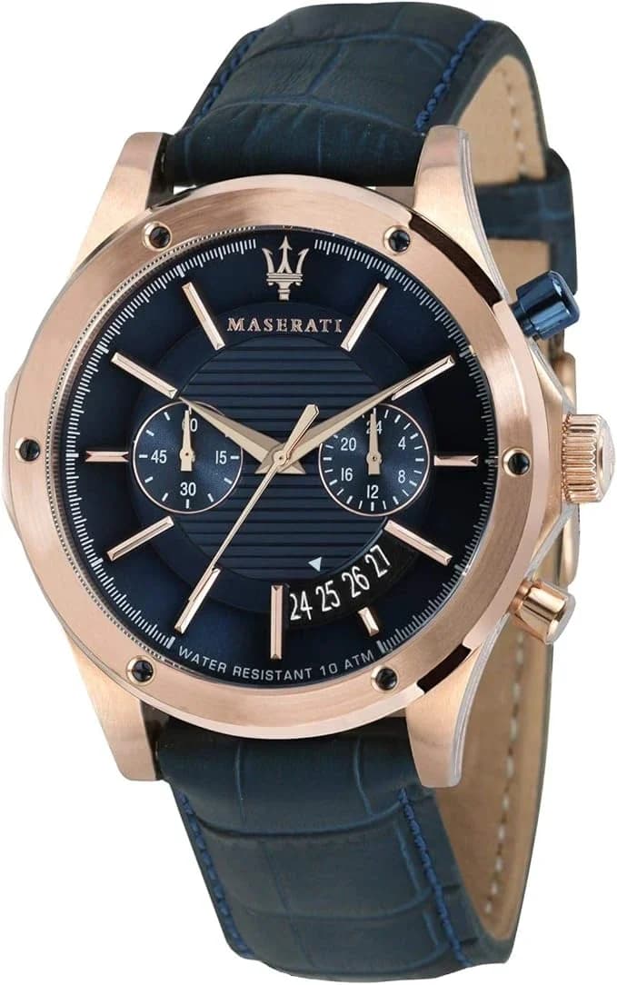 Montre Maserati R8871627002 homme cadran bleu bracelet cuir