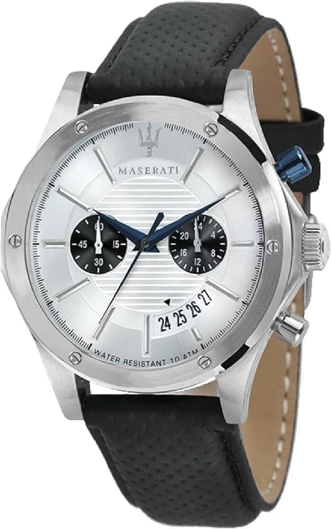 Montre Maserati R8871627005 homme cadran argent bracelet cuir