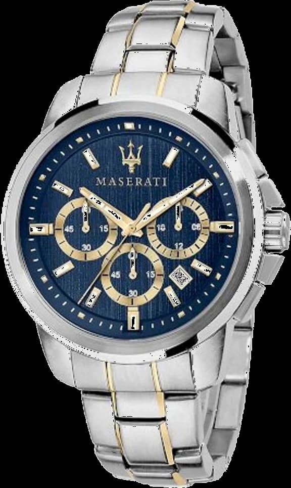 Maserati Successo R8873621016 - Chronographe Homme Cadran Bleu Bracelet Acier Bicolore