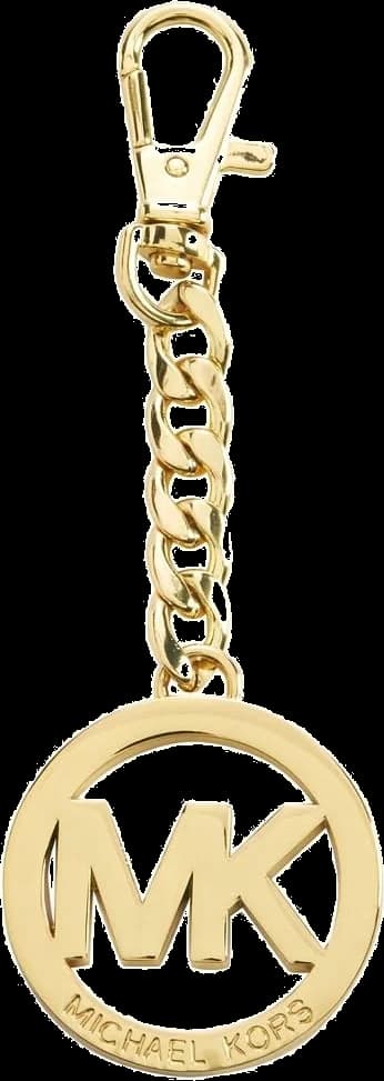 Porte-clés Michael Kors référence 109218 en acier plaqué or jaune avec breloque logo MK
