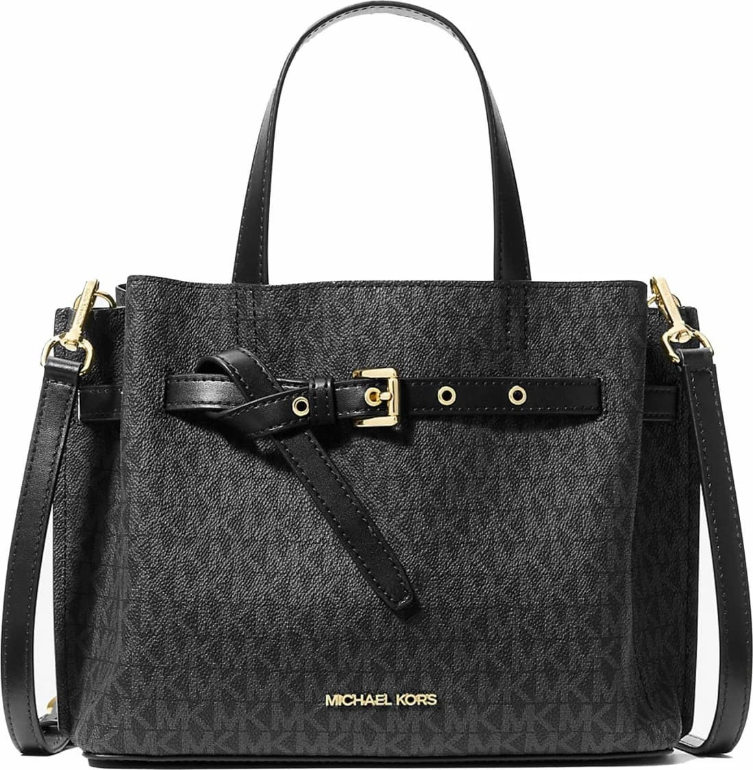 Sac à main Michael Kors Emilia en cuir monogramme noir MK - Réf. 35H0GU5S1B-001