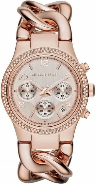 Montre Femme Michael Kors Runway MK3247 en acier or rose à gros maillons