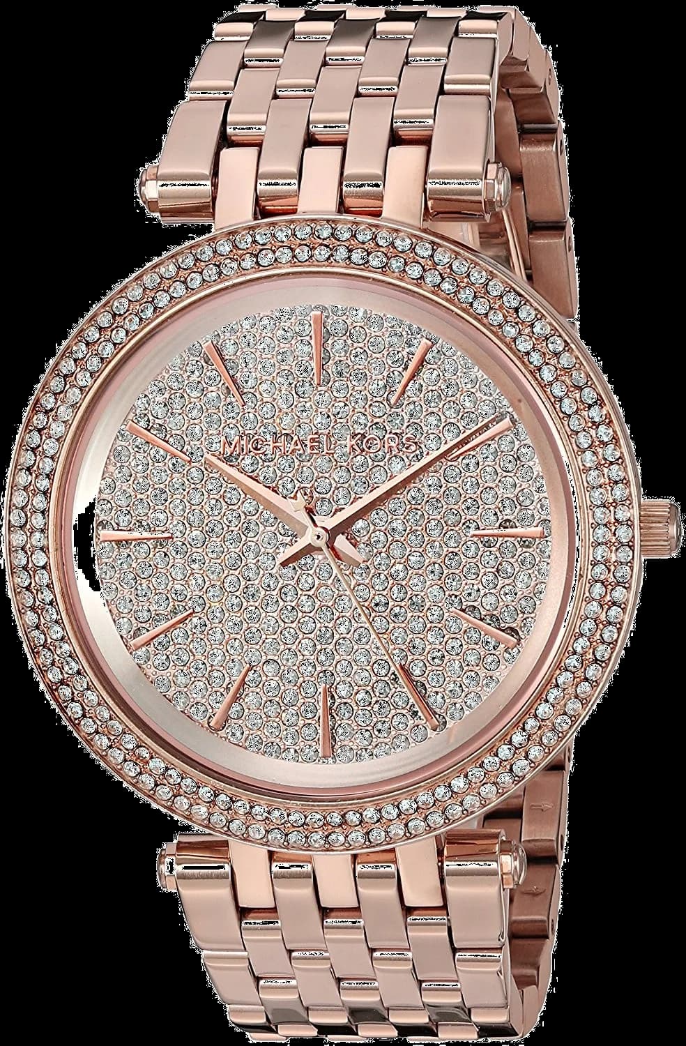 Montre Femme Michael Kors MK3439 Darci, Boîtier Acier Or Rose et Lunette Sertie de Brillants