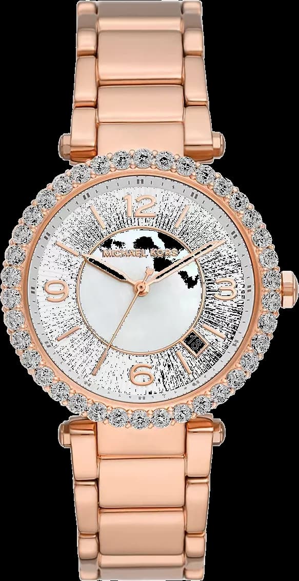 Montre Femme Michael Kors Parker MK4695 - Cadran blanc nacre, bracelet acier or rose