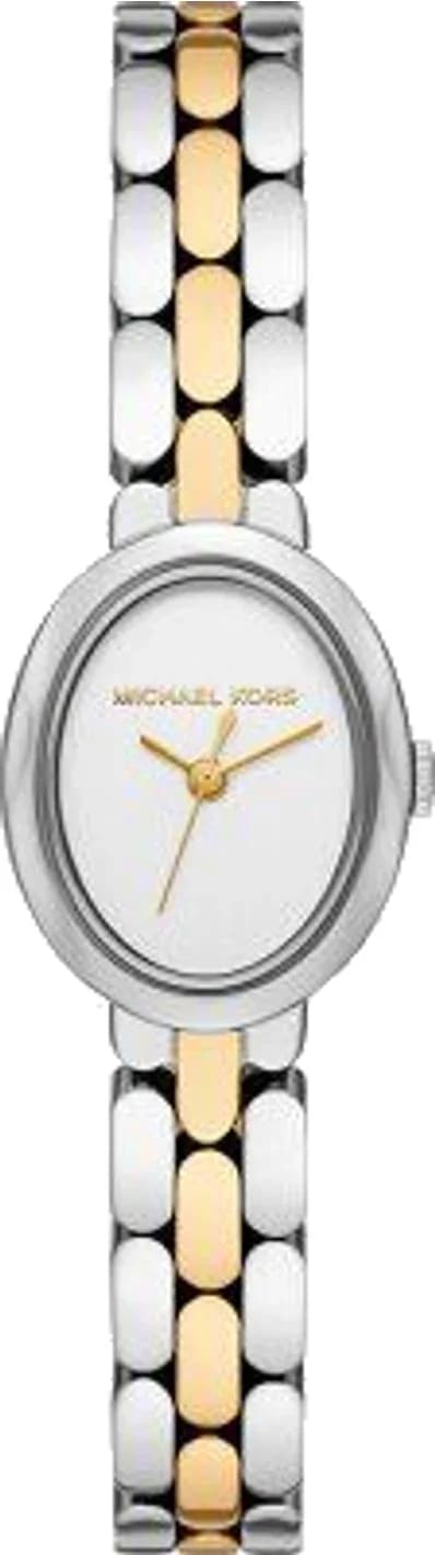 Garde-temps Michael Kors MK4956 pour femme, cadran argenté sur bracelet acier bicolore