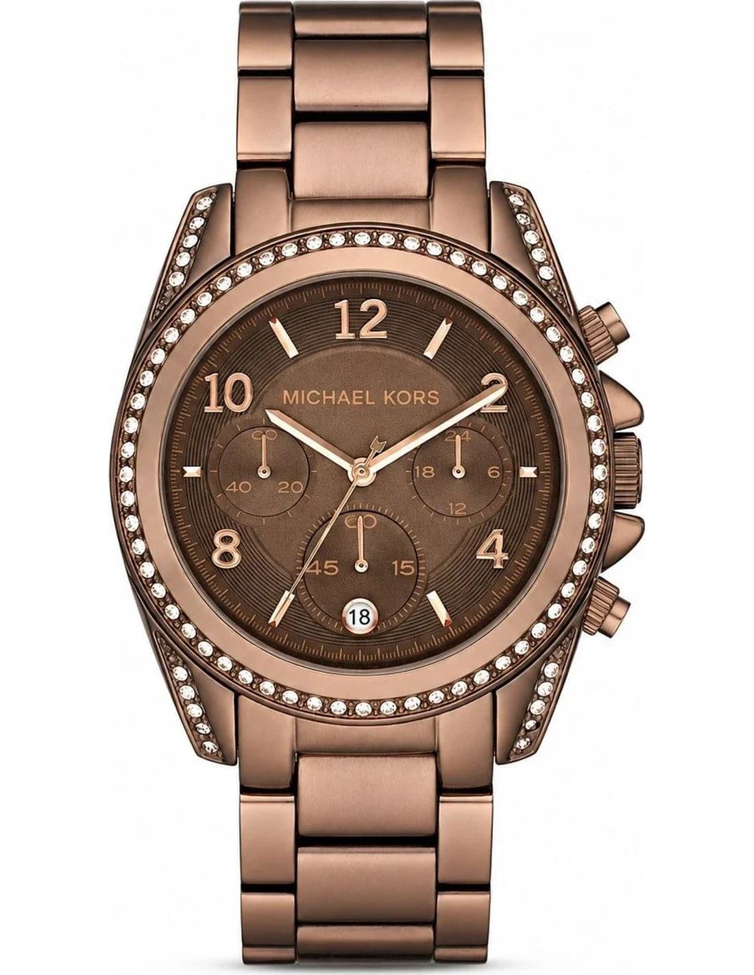Garde-temps Michael Kors MK5493 avec cadran blanc nacré et aiguilles dorées, style élégant et moderne