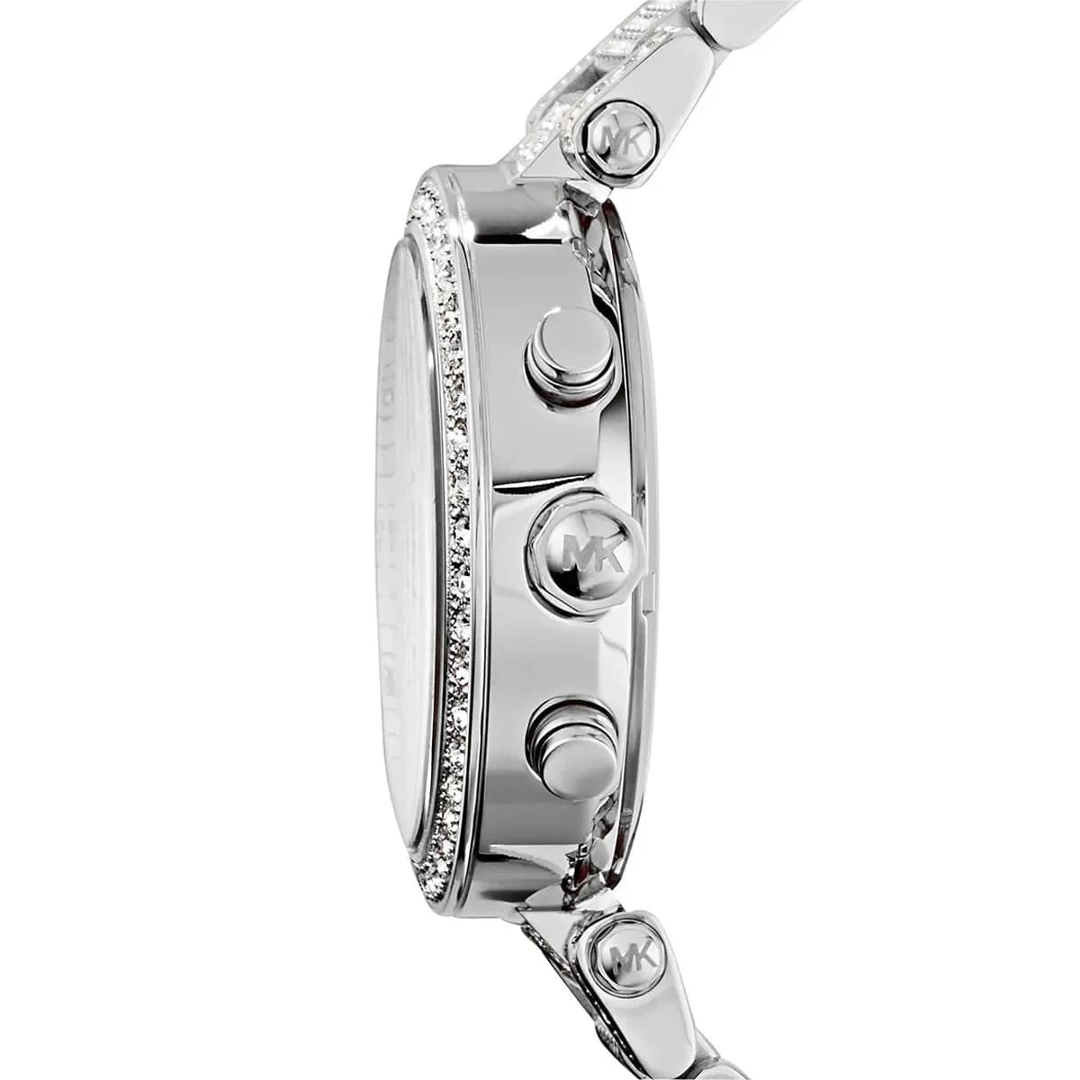 Attache bracelet Michael Kors MK5572 en acier inoxydable argenté avec fermoir déployant et maillons polis