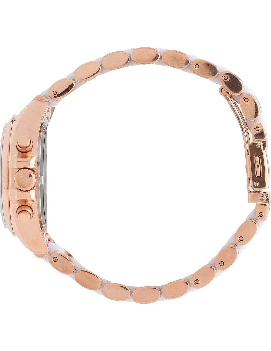 Lunette boîtier Michael Kors MK5907 en acier rose gold rond de 38 mm, lunette lisse polie et couronne crantée