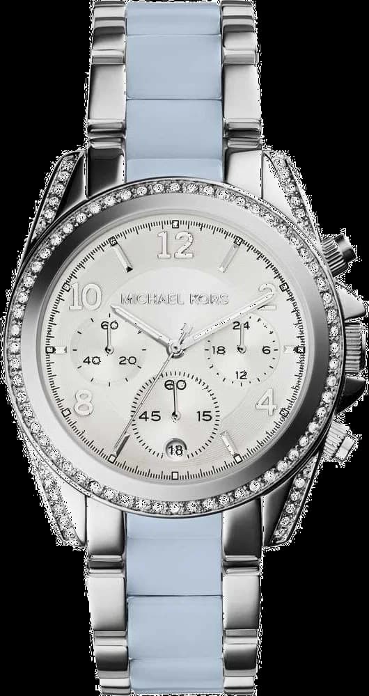 Montre Michael Kors Blair MK6137 pour Femme, Cadran Argent et Bracelet Bleu Acier