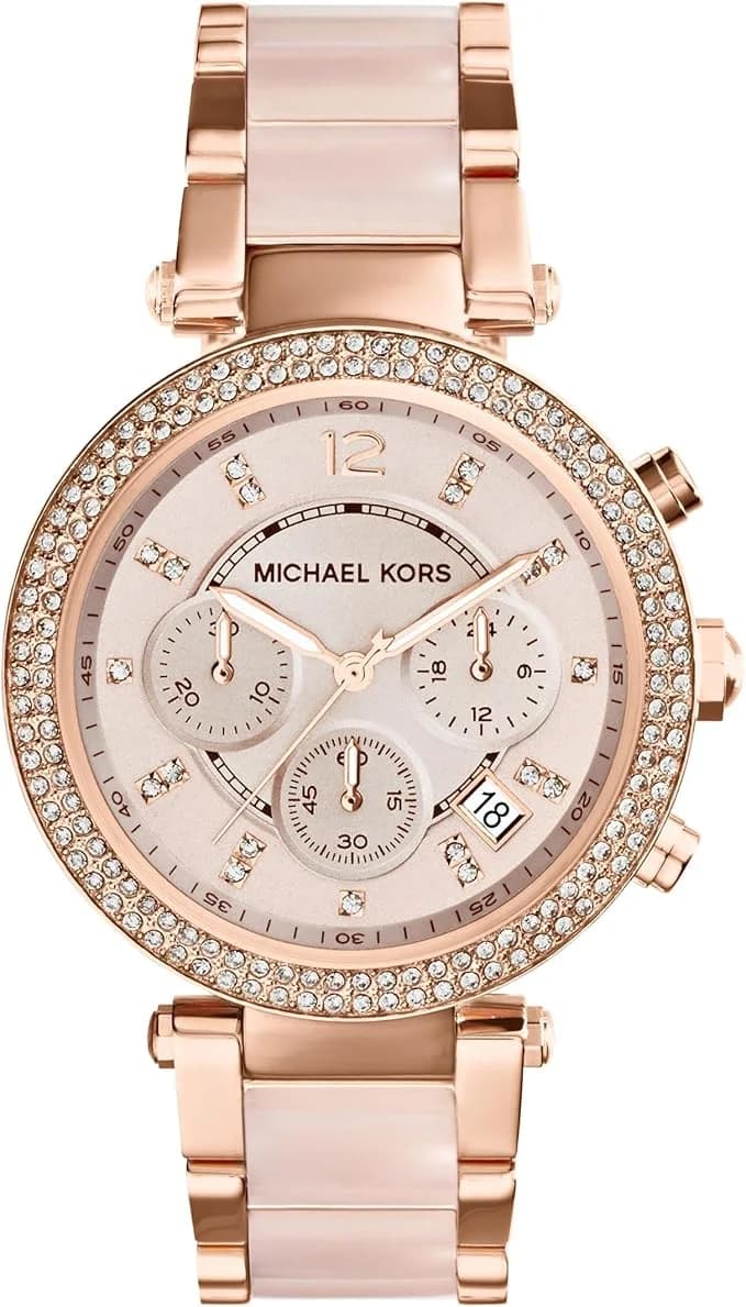 Garde-temps Michael Kors MK6326 au cadran champagne soleillé avec index bâtons polis et aiguilles dauphines